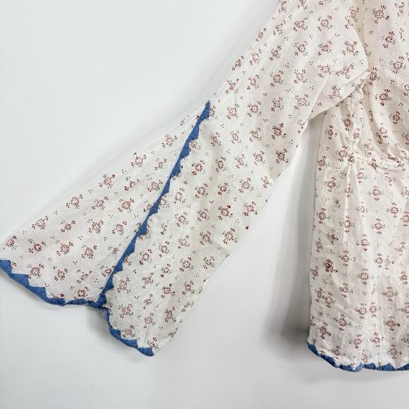 Kerry Cassill Flare Sleeve Tunic Top Size M/L Deep V Neck Empire Tie Boho - Picture 4 of 14